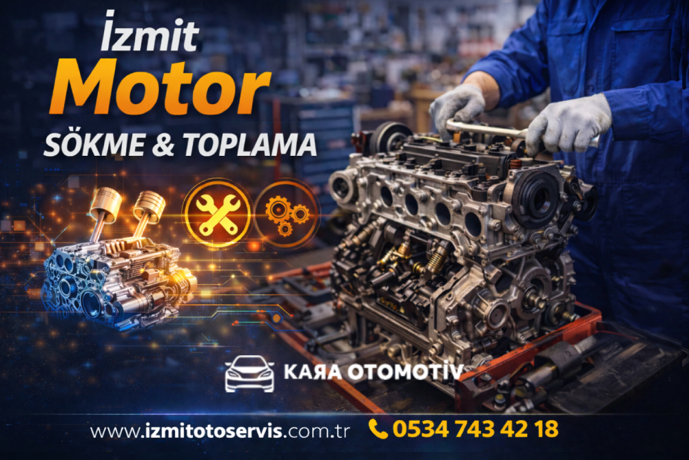 İzmit’te motor sökme ve tamiri yapılan profesyonel oto servis çalışması