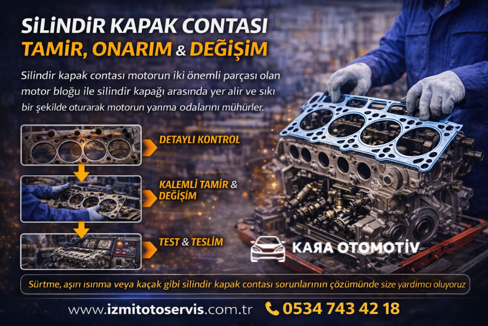 Silindir kapak contası tamiri, onarımı ve değişimi işlemleri motor görseli